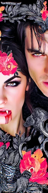 Free vampire bookmark featuring vampires with dripping mouths